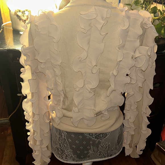 COPY - Ciline Ruffle-Trim Button-Down Cardigan - Picture 4 of 6